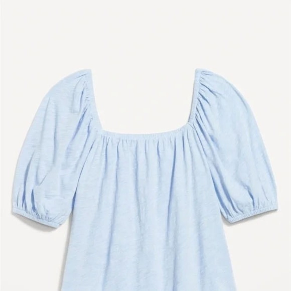 Old Navy Women's Square Neck Puff Sleeve Slub Knit Jersey Top - Blue - M